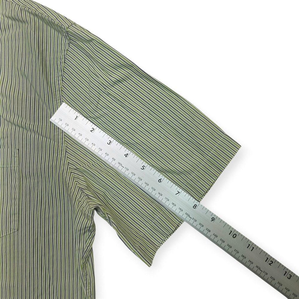 Brooks Brothers Red Fleece Mens Green Striped Short Sleeve Button Down Shirt L - Picture 7 of 8